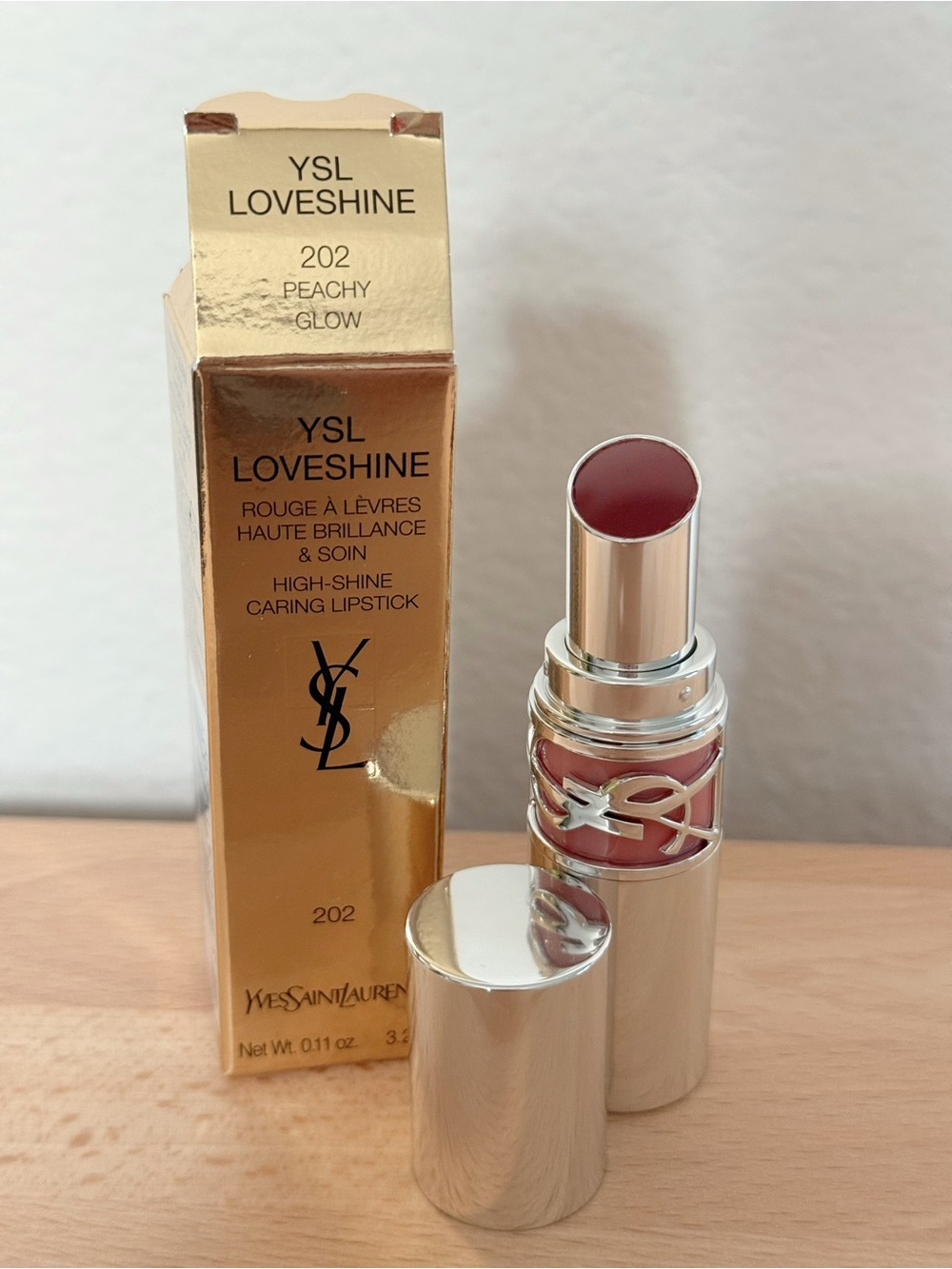 Yves Saint Laurent YSL LoveShine Lipstick 202 Peachy Glow - Picture 2 of 5